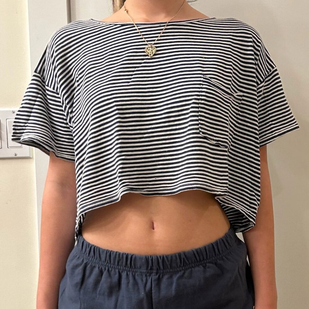 Sold! Sorry item is no longer available. American Apparel Stripe Tee Crop top